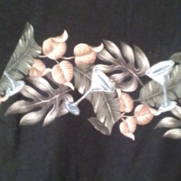 Vintage Leaf Martini Print Casual Short Sleeve Button up - Picture 2 of 8